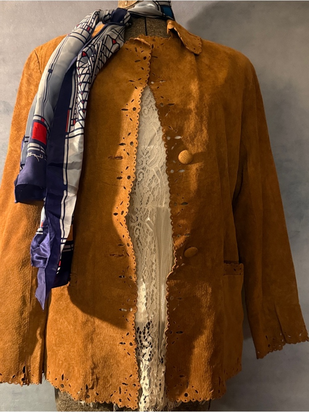 Vintage suede sport jacket and scarf